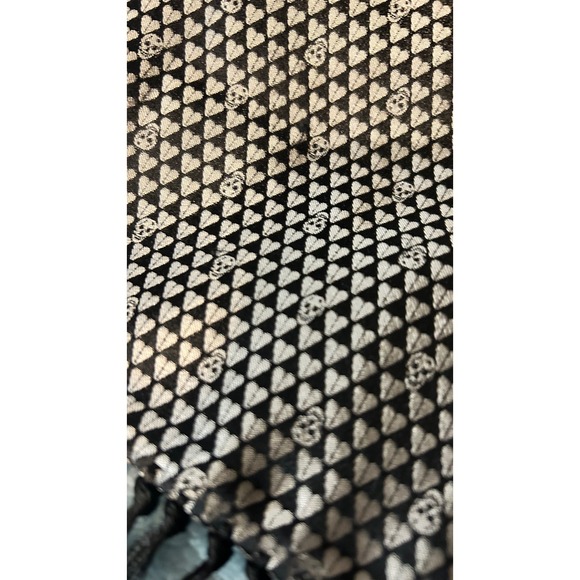 Alexander McQueen Scarf Unisex OS Gold Black Silk Skull Heart Fringe Italy Luxe - Picture 5 of 8